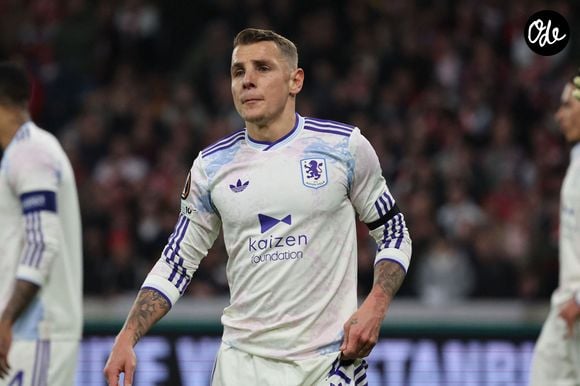 Lucas DIGNE (Aston Villa FC) lors du match LOSC Lille vs Aston Villa FC, UEFA Europa League 8ème de finale aller, Decathlon Arena stade Pierre Mauroy, le 12 mars 2026 - © Laurent Sanson / PsnewZ