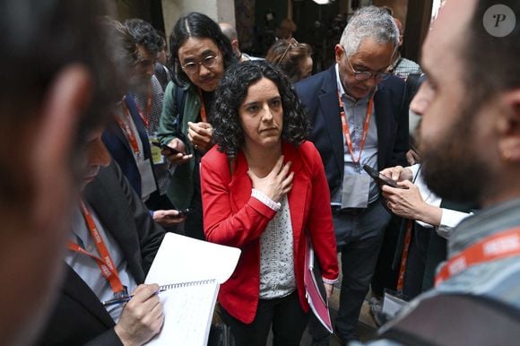 Manon Aubry - Soirée électorale du Nouveau Front Populaire lors du second tour des élections législatives à La Rotonde Stalingrad à Paris le 7 juillet 2024.