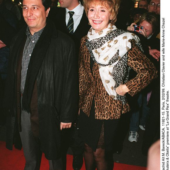 © Rachid Aït M. Bareck/ABACA. 11921-15. Paris, 2/02/99. Christian Clavier et son épouse Marie-Anne Chazel lors de l'avant-première d'Astérix & Obélix au théâtre Le Grand Rex.