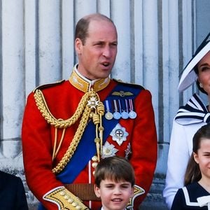 Le prince George, le prince Louis, le prince William, le prince de Galles, Catherine, la princesse de Galles et la princesse Charlotte sur le balcon du palais après le défilé des couleurs, le samedi 15 juin 2024 au palais de Buckingham, à Londres. Photo by Julie Edwards/Avalon/ABACAPRESS.COM