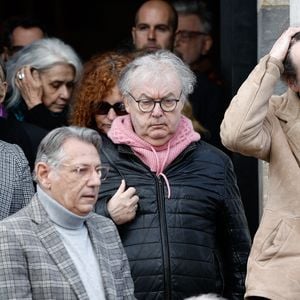 Dominique Besnehard, Jean-Marc Dumontet - Sorties des obsèques d'Isabelle Mergault à la Coupole du Père-Lachaise à Paris le 30 mars 2026. © Cyril Moreau - Dominique Jacovides / Bestimage