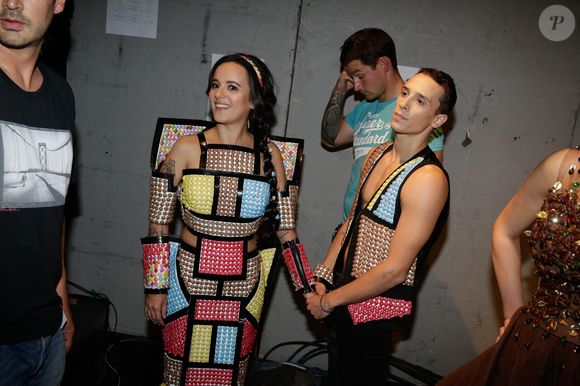 Alizee et Gregoire Lyonnet backstage lors du defile d'ouverture du 21e Salon du Chocolat a la Porte de Versailles a Paris, France, le 28 octobre 2015. Photo by Jerome Domine/ABACAPRESS.COM