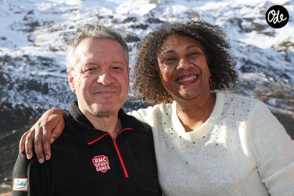 Thierry Rey et Maryse Ewanjé-Epée lors des Olympiades des RMC Sport Games aux Menuires, le 9 décembre 2016. © Cyril Moreau / Bestimage