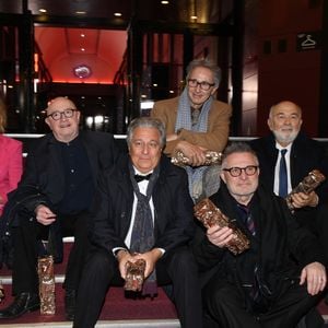 César d'anniversaire pour le Splendide - Marie Anne Chazel, Michel Blanc, Christian Clavier, Thierry Lhermitte, Gérard Jugnot, Josiane Balasko, Bruno Moynot lors de la pressroom (press room) remise des prix lors de la 46ème cérémonie des César à l'Olympia à Paris le 12 mars 2021
©   Pascal le Segretain /  Pool / Bestimage