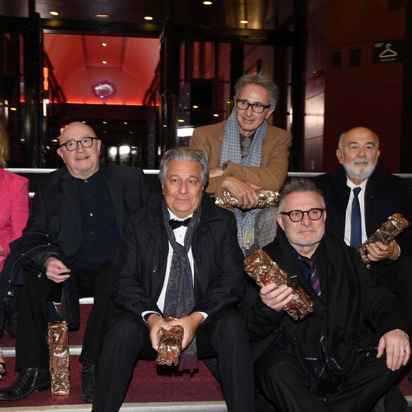 César d'anniversaire pour le Splendide - Marie Anne Chazel, Michel Blanc, Christian Clavier, Thierry Lhermitte, Gérard Jugnot, Josiane Balasko, Bruno Moynot lors de la pressroom (press room) remise des prix lors de la 46ème cérémonie des César à l'Olympia à Paris le 12 mars 2021
©   Pascal le Segretain /  Pool / Bestimage