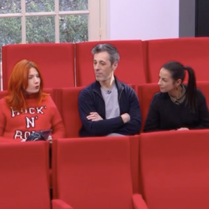 Pierre de Brauer, Adeline Toniutti, Michaël Goldman, Malika Benjelloun et Cecile Chaduteau pendant l'audition d'Héléna dans la "Star Academy", TF1