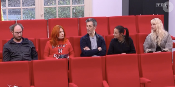 Pierre de Brauer, Adeline Toniutti, Michaël Goldman, Malika Benjelloun et Cecile Chaduteau pendant l'audition d'Héléna dans la "Star Academy", TF1