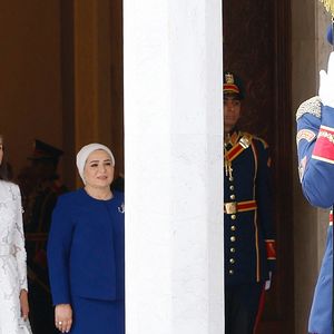 Le roi Felipe VI d'Espagne,la reine Letizia, le président Abdelfatah Al-Sisi et la première dame Entissar Amer Al-Sisi lors de la deuxième journée de la visite d'État de la famille royale espagnole en Égypte. © LALO YASKY / BESTIMAGE