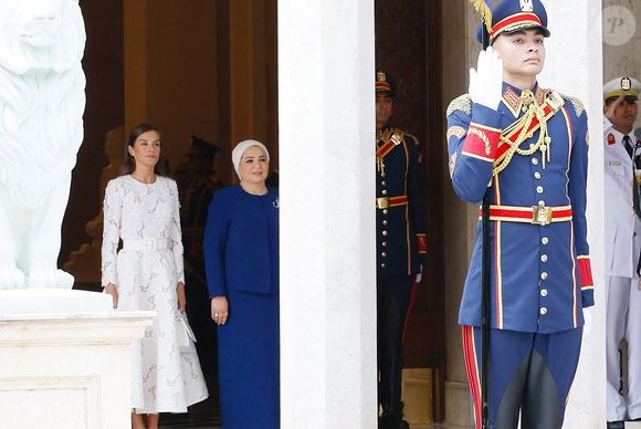 Le roi Felipe VI d'Espagne,la reine Letizia, le président Abdelfatah Al-Sisi et la première dame Entissar Amer Al-Sisi lors de la deuxième journée de la visite d'État de la famille royale espagnole en Égypte. © LALO YASKY / BESTIMAGE