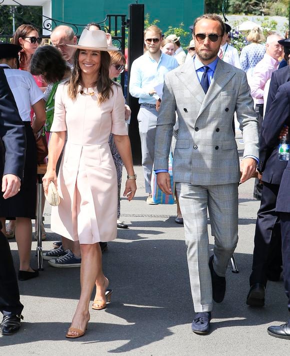 Pippa Middleton et son frère James lors du tournoi de Wimbledon 2019 à Londres, le 8 juillet 2019.