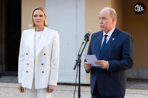 Le prince Albert II de Monaco et la princesse Charlène de Monaco ont accueilli au Palais princier les ambassadeurs et représentants permanents des 46 États membres de l'organisation du Conseil de l'Europe, Monaco le 2 septembre 2026. © Olivier Huitel/Pool Monaco/Bestimage
