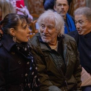Hugues Aufray, sa femme Murielle et Michel Drucker lors de la messe en Hommage à Brigitte Bardot dans l'église Saint-Roch à Paris, France, le 28 janvier 2025. © Julien Sarkissian/Bestimage