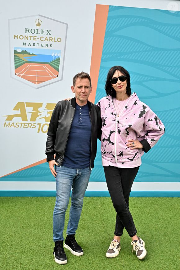 Daniel Riolo et sa compagne Géraldine Maillet - Célébrités en tribune lors du tournoi Rolex Monte Carlo Masters 2023 à Roquebrune-Cap-Martin le 15 avril 2023. © Bruno Bebert/Bestimage