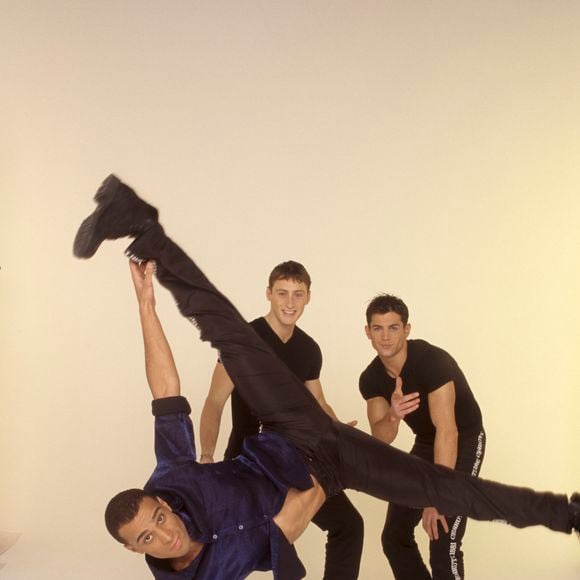 Archives - En France, à Paris, en studio, les 3 membres du groupe 2 BE 3, Adel Kachermi, Filip Nikolic et Frank Delhaye le 21 janvier 1997. © Michel Croizard via Bestimage
