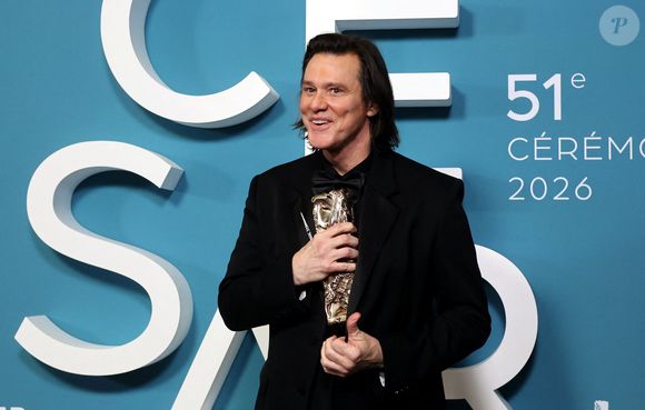 Jim Carrey (César d'Honneur pour l'ensemble de sa carrière) - Press room de la 51ème cérémonie des César, à l'Olympia. Paris, le 26 février 2026.
© Dominique Jacovides/Bestimage