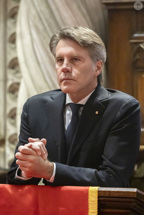 EXCLUSIF - S.A.S. Emanuele Filiberto Prince de Savoie et de Venise assiste à une messe solennelle célébrée par Mgr. Franco Lovignana, archevêque d'Aoste, la cérémonie se déroule en l'honneur des derniers souverains italiens Umberto II et Maria Jose d'Italie le 15 mars 2025 à Hautecombe, France. Photo by Marco Piovanotto/ABACAPRESS.COM