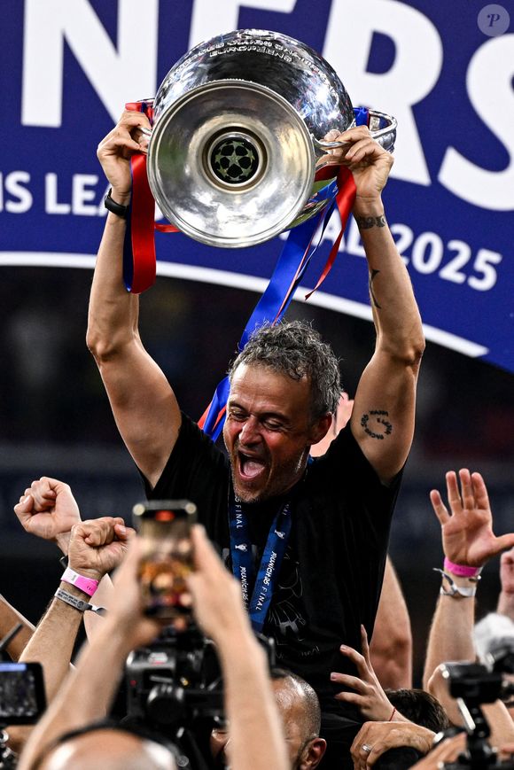 Luis Enrique - Le PSG remporte la Ligue Des Champions 2025, pour la première fois de son histoire, face à l'Inter Milan (5-0) à l'Allianz Arena de Munich, le 31 mai 2025.