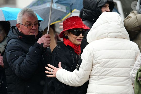 Exclusif - Isabelle Morini-Bosc aux obsèques de son mari Alain en l'église Saint-Pierre dans la commune d'Abrets en Dauphiné, France, le 14 mars 2025. © Romain Doucelin/Bestimage