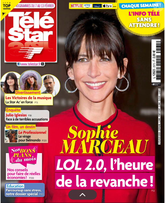 Sophie Marceau en couverture du "Télé Star" du 2 février 2026.