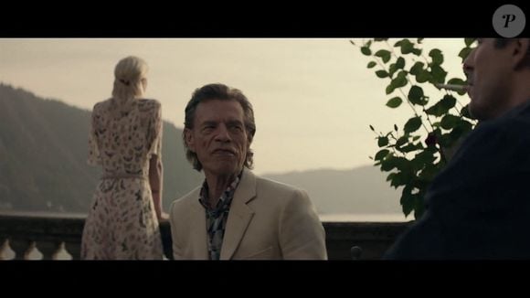 Mick Jagger sur le tournage du film The Burnt Orange Heresy, le 26 août 2020. (Backgrid UK/ Bestimage).