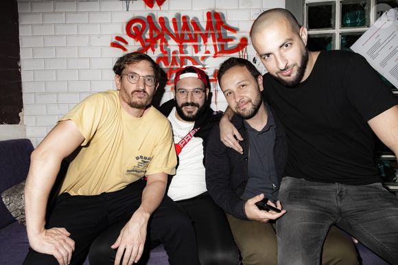 Exclusif - Alexis le Rossignol, David Azria, David Sfez et Mickael Montadir en backstage au "Paname Art Café" à Paris, le 10 octobre 2019.