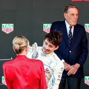 Charles Leclerc, la princesse Charlene de Monaco et Michel Boeri lors du Grand Prix de Formule 1 (F1) de Monaco, le 25 mai 2025. © Claudia Albuquerque/Bestimage