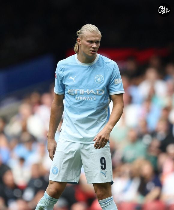 Erling Haaland, de Manchester City, lors du match du FA Community Shield opposant Arsenal à Manchester City au Principality Stadium de Cardiff, le 16 août.