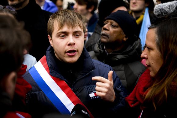 Louis Boyard - Depute NUPES - Manifestation intersyndicale contre le projet de réforme des retraites à Paris, le 7 mars 2023.