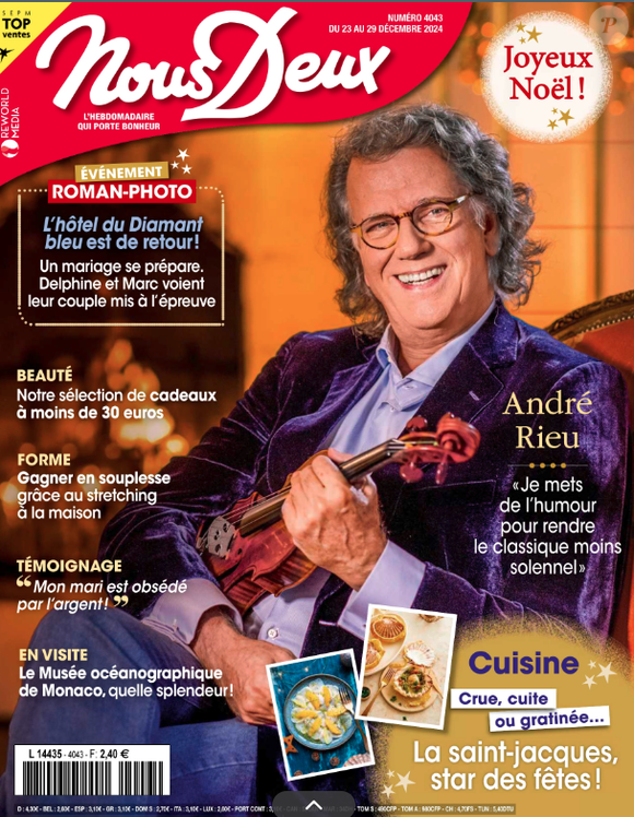 André Rieu fait la couverture du magazine "Nous Deux", édition du lundi 23 décembre 2024.