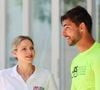Un rugbyman de 26 ans, Antoine Zeghdar, a aussi attiré les regards parmi les ambassadeurs présents.
La princesse Charlène de Monaco et Antoine Zeghdar lors de la journée "Water Safety Day, pour la prévention de la noyade" sur la plage du Larvotto de Monaco, le 17 juin 2025. Cet événement est organisé par sa Fondation, le Centre de Sauvetage Aquatique de Monaco (CSAM) en partenariat avec la Croix-Rouge monégasque. © Claudia Albuquerque/Bestimage