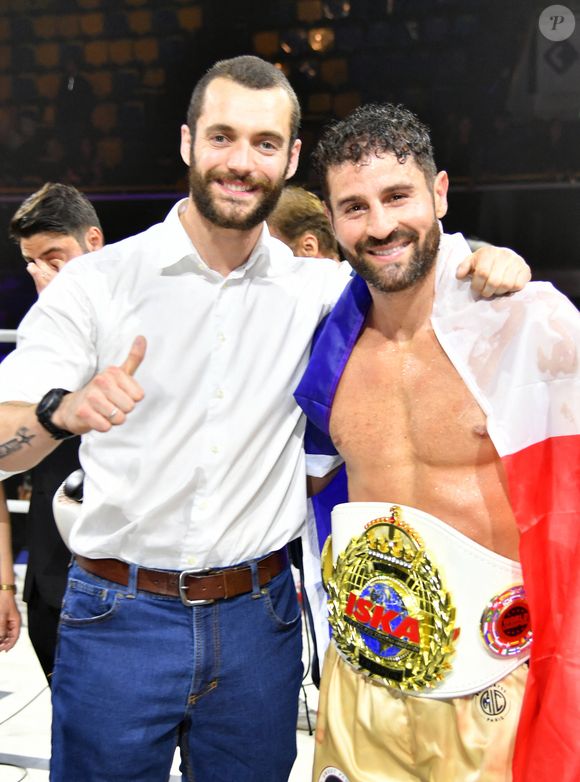 Exclusif - Louis Sarkozy et sa femme Natali Husic au championnat de kickboxing à Levallois, le 21 mai 2025. 
Photo : Vereen / Bestimage