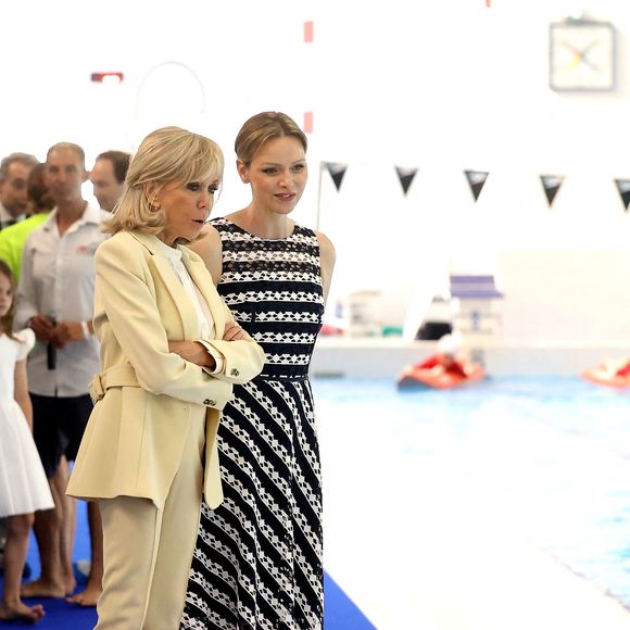 La princesse Charlène de Monaco, Brigitte Macron lors de l'opération Water Safety Day à la piscine du stade Louis II à Monaco le 8 juin 2025.

© Dominique Jacovides / Bestimage