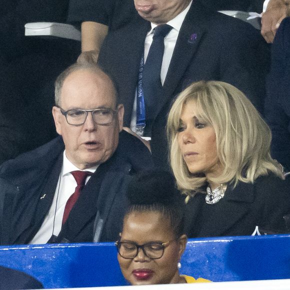 Brigitte Macron,Le prince Albert II de Monaco - Le président Emmanuel Macron et sa femme Brigitte ont assisté à la finale d ela coupe du monde de Rugby au stade de France à Saint-Denis le 28 octobre 2023.