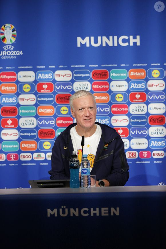 Didier Deschamps lors d'une conférence de presse à l'Allianz Arena de Munich en Allemagne le 8 juillet 2024. © Elyxandro Cegarra/Panoramic/Bestimage