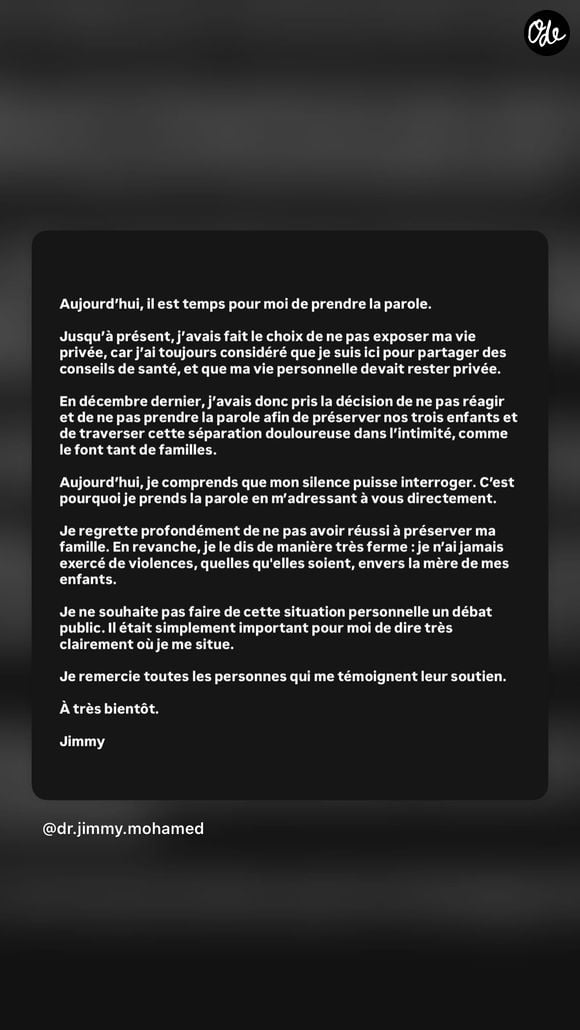 Capture d'écran du compte Instagram de Jimmy Mohamed.