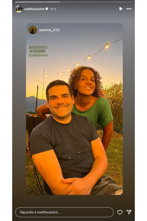 Matthieu Lartot en vacances en famille en Corse. Instagram
