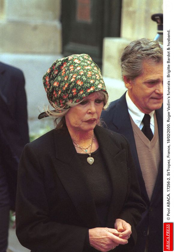 Funérailles de Roger Vadim : Brigitte Bardot et son mari à St Tropez, France, 18/02/2000.  © Pool ABACA.