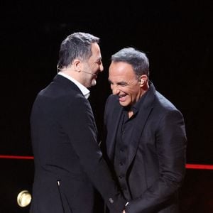 Exclusif - Arthur et Nikos Aliagas lors de l'enregistrement de l'émission "La chanson secrète N°14", présentée par N.Aliagas et diffusée le 26 décembre sur TF1, consacrée à Nikos Aliagas à Paris le 10 décembre 2025. © Jacovides-Moreau/Bestimage