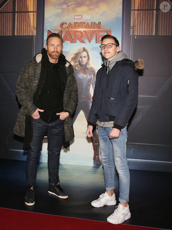 Frank Delay et son fils Kezian - Avant-première du film "Captain Marvel" au Grand Rex à Paris le 5 mars 2019. © Denis Guignebourg/Bestimage