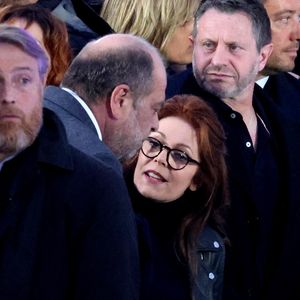 Eric Dupond-Moretti et Isabelle Boulay - Le président Emmanuel Macron prononce un discours au Champ de Mars le soir de sa victoire à l'élection présidentielle le 24 avril 2022.

© Dominique Jacovides / Bestimage