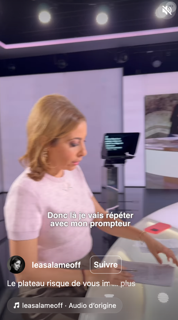 Léa Salamé avant son JT de 20 heurs sur France 2. Capture Instagram.