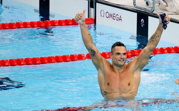 Florent Manaudou obtient la médaille de bronze sur 50 m nage libre lors des Jeux Olympiques de Paris 2024 (JO) à Paris La Defense Arena à Nanterre le 2 Aout 2024. © Dominique Jacovides-Pierre Perusseau/Bestimage