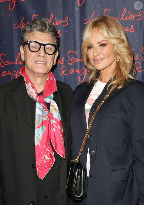 Exclusif - Marc Lavoine (co-producteur du spectacle) et sa compagne Adriana Karembeu lors de la générale du spectacle musical "Les Souliers Rouges" au Casino de Paris, le 24 janvier 2025.
© Guirec Coadic/Bestimage