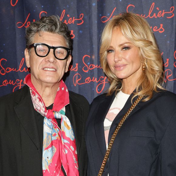 Exclusif - Marc Lavoine (co-producteur du spectacle) et sa compagne Adriana Karembeu lors de la générale du spectacle musical "Les Souliers Rouges" au Casino de Paris, le 24 janvier 2025.
© Guirec Coadic/Bestimage
