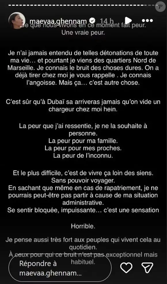 Capture Instagram de Maeva Ghennam