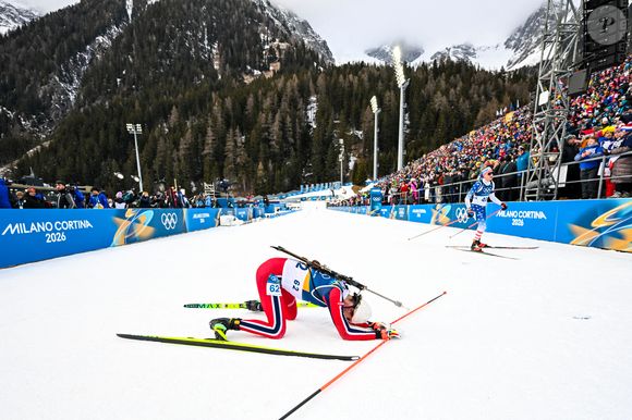 ANTERSELVA, 10 février 2026 Photo by Xinhua/ABACAPRESS.COM) -- Sturla Holm Laegreid de Norvège réagit après l'épreuve individuelle masculine de 20 km de biathlon aux Jeux Olympiques d'hiver de Milan-Cortina 2026 à Anterselva, Italie, 10 février 2026. Photo by Xinhua/ABACAPRESS.COM/Jiang Han)