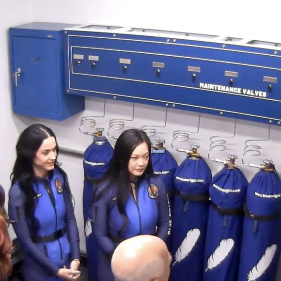 Picture MUST credit: Blue Origin
 Pop star Katy Perry and Lauren Sanchez , the fiancée of Amazon billionaire Jeff Bezos, amongst the six women in a space flight aboard the Jeff Bezos Blue Origin rocket .
Blue Origin's 11th human flight, NS-31, lifted off from Site One in West Texas for the trip in 
The six women are: former NASA rocket scientist Aisha Bowe, 38; bioastronautics researcher and civil rights activist Amanda Nguyen, 38; TV journalist Gayle King, 70, Pop star Perry , 40,  film producer Kerianne Flynn , 35, and journalist Sánchez, 55.
Jeff Bezos was there to see the woman safely into their New Shepard capsule before take-off.
The woman experienced four minutes of weightlessness.
During the roughly 10-minute flight, the crew flew just above the Kármán line, an invisible boundary at an altitude of 62 miles / 100 km widely accepted as the edge of space, before the capsule descended under parachutes and landed in the Texas desert.

Picture supplied by JLPPA