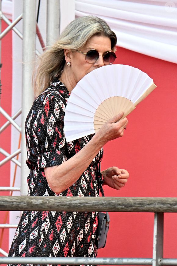 La princesse Caroline de Hanovre lors de la 2eme journée du Jumping International de Monte-Carlo, le 4 juillet 2024. La compétition se déroule sur le port Hercule à Monaco, du 3 juillet au 5 juillet.  © Bruno Bebert/Bestimage