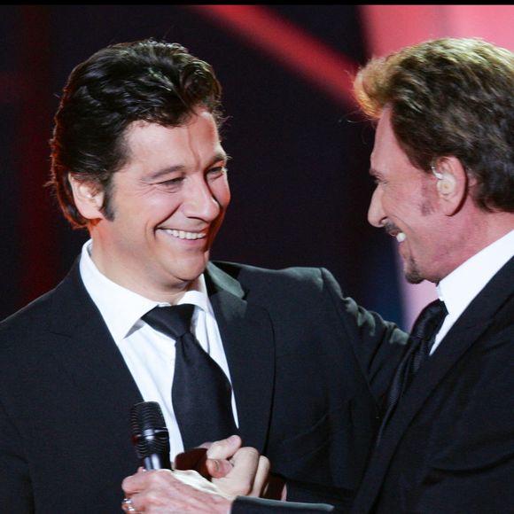 Laurent Gerra et Johnny Hallyday - Emission "tenue de soriée" diffusée en direct sur France 2 le 24 novembre 2007 depuis la ville de Nantes.
Guillaume Gaffiot/Bestimage