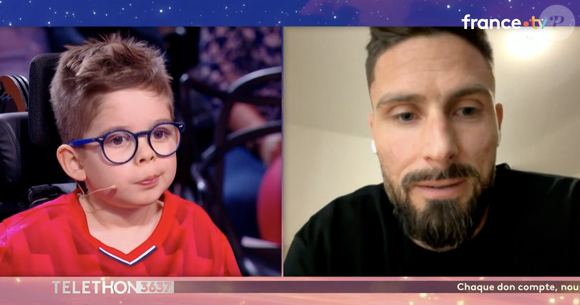 Olivier Giroud sur France 2 pendant le "Téléthon"